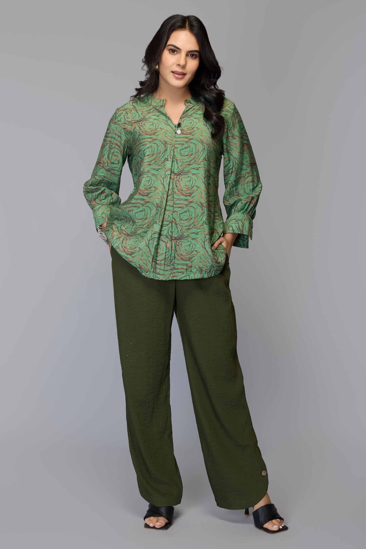 Elina Green Printed Top