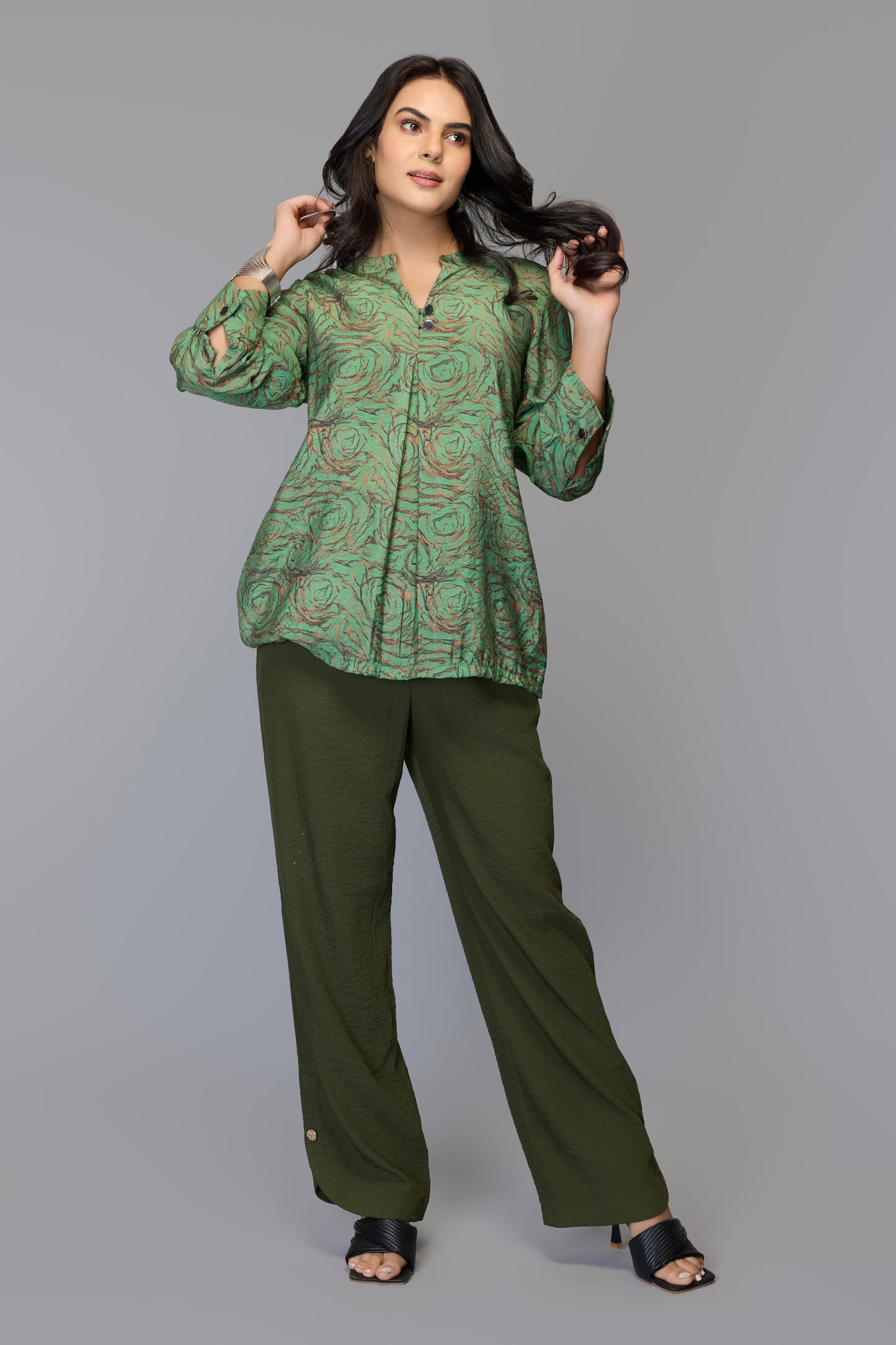 Elina Green Printed Top