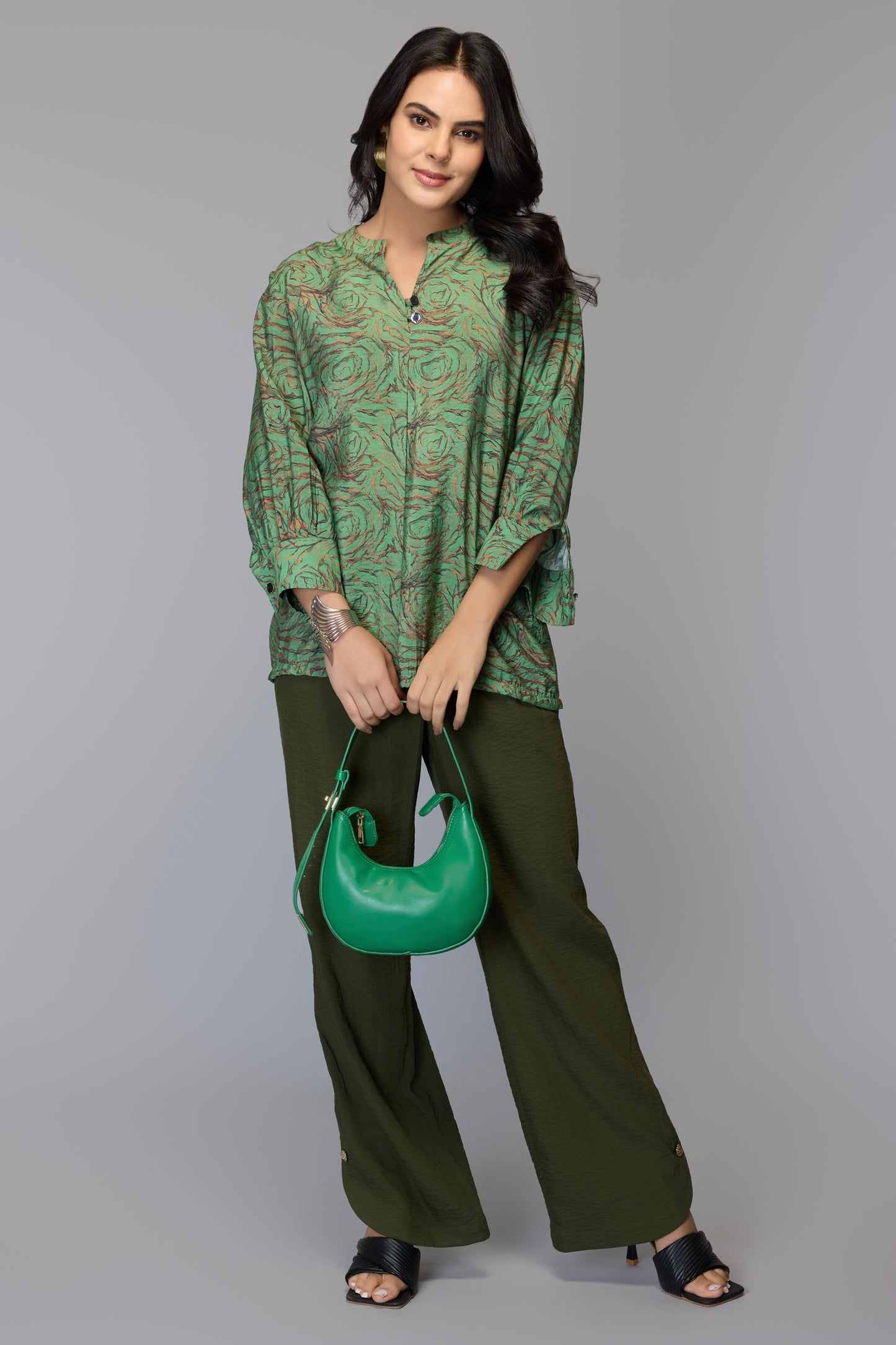 Elina Green Printed Top