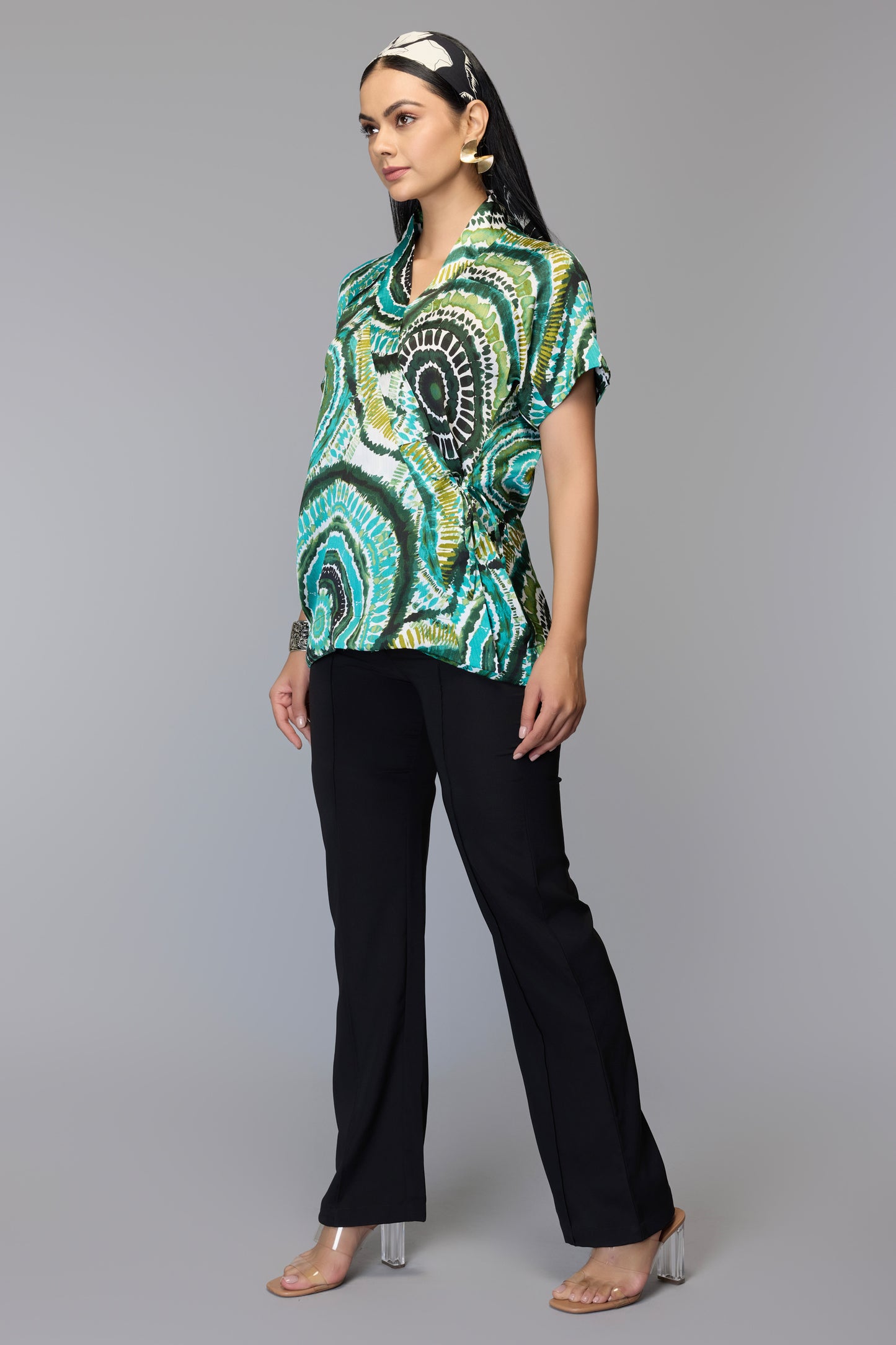 Eva Green Swirl Print Top