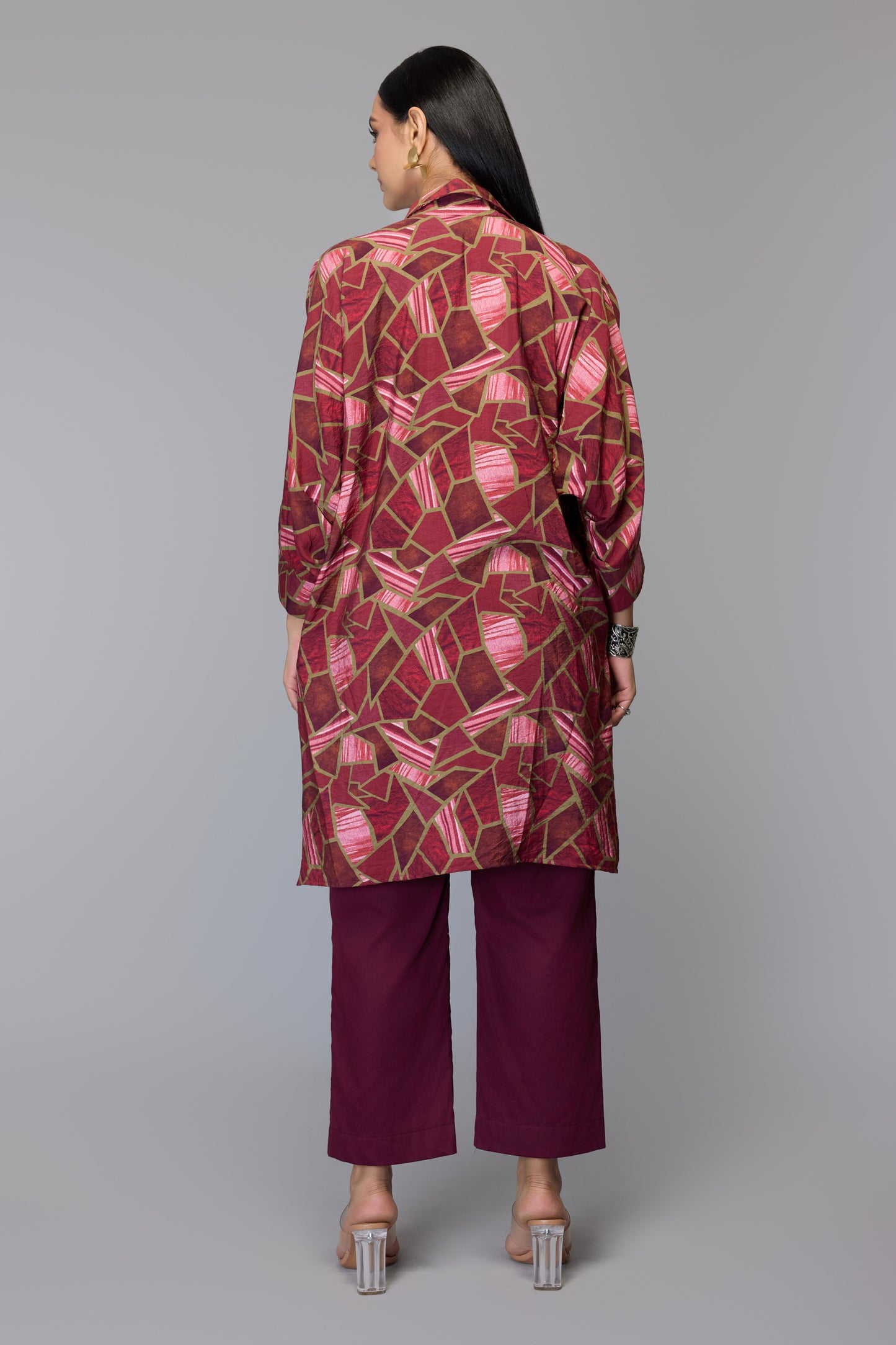 Cranberry Geometric Print Tunic
