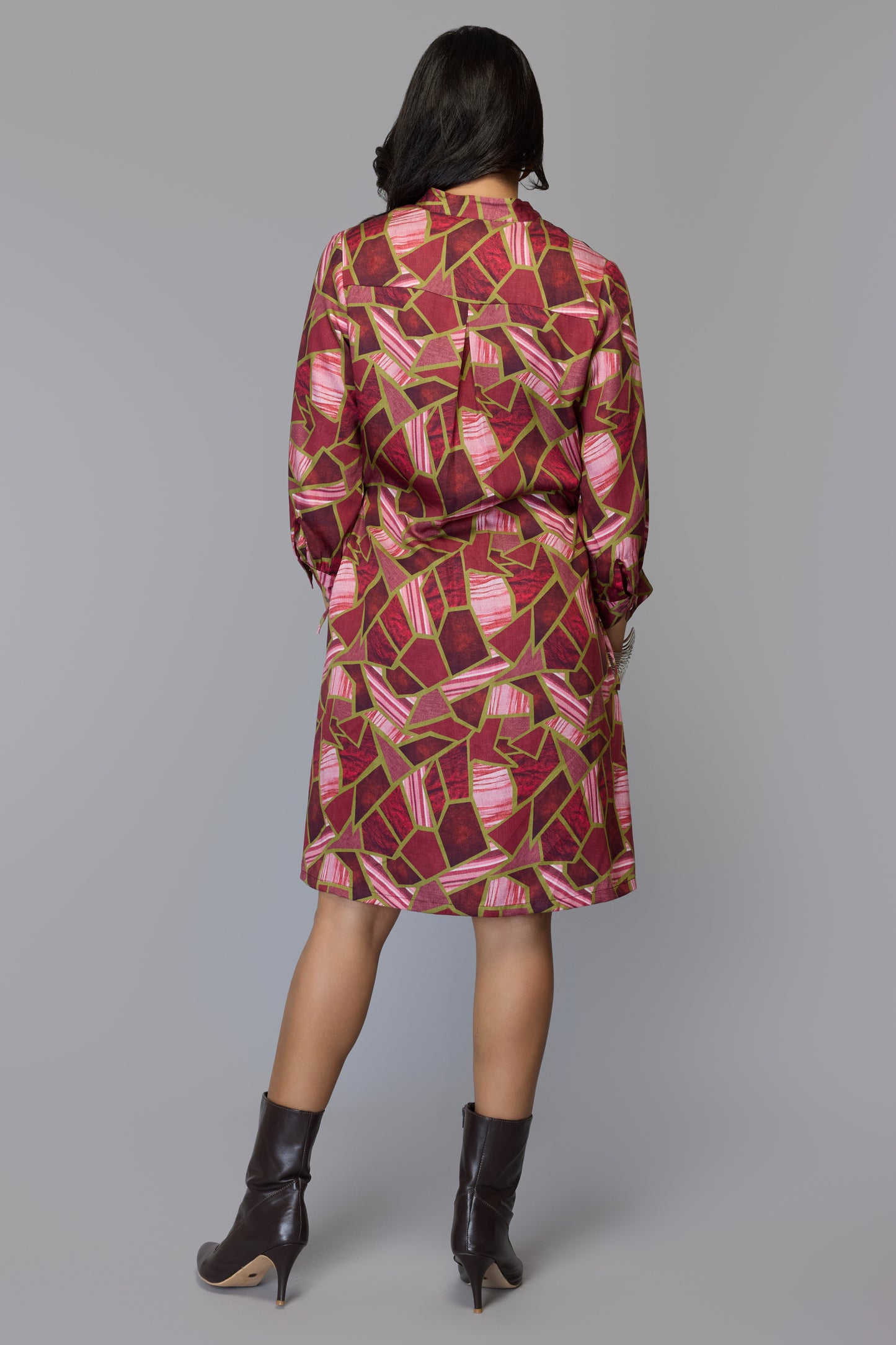 Eliza Cranberry Geometric Dress