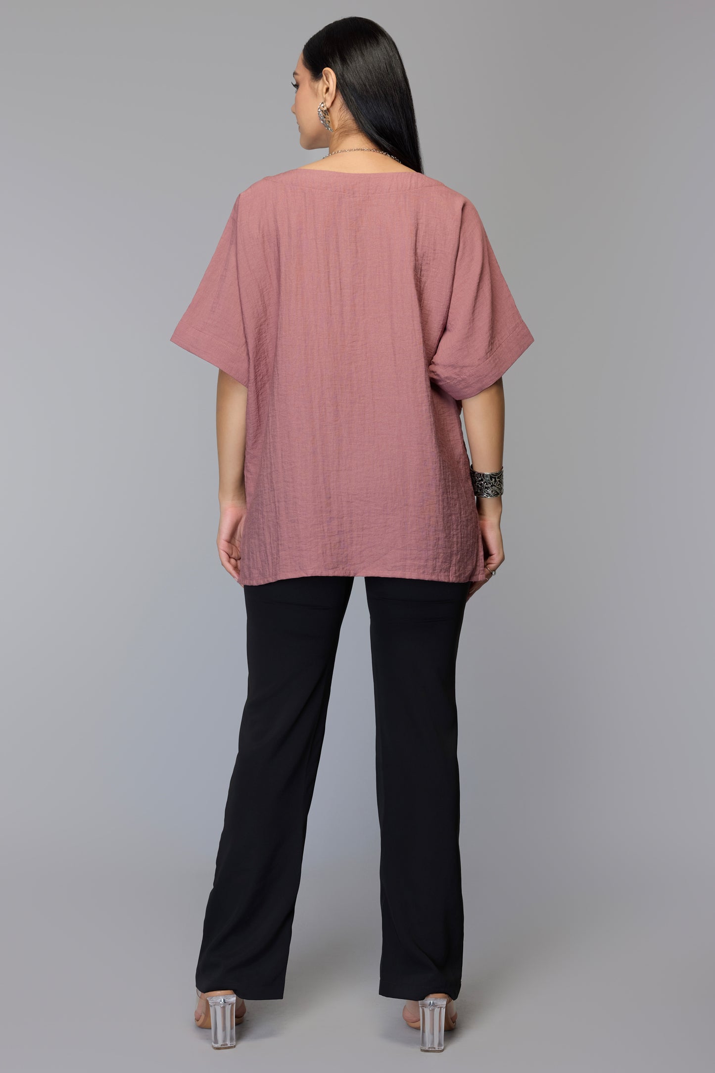 Maroon Minimal Relaxed Tunic Top