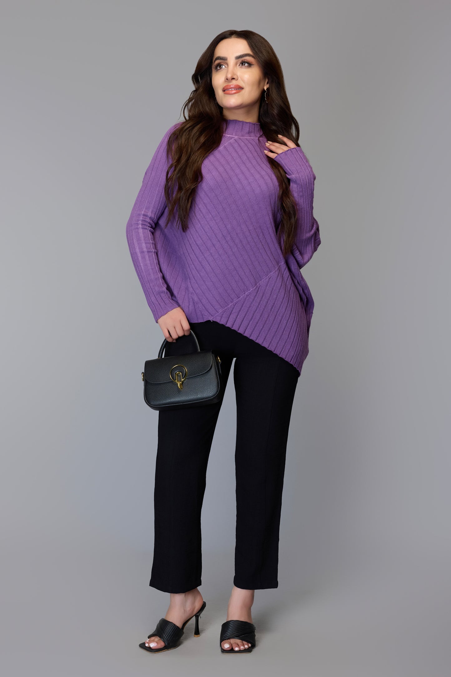 Effortlessly Chic Asymmetrical Sweater - Purple