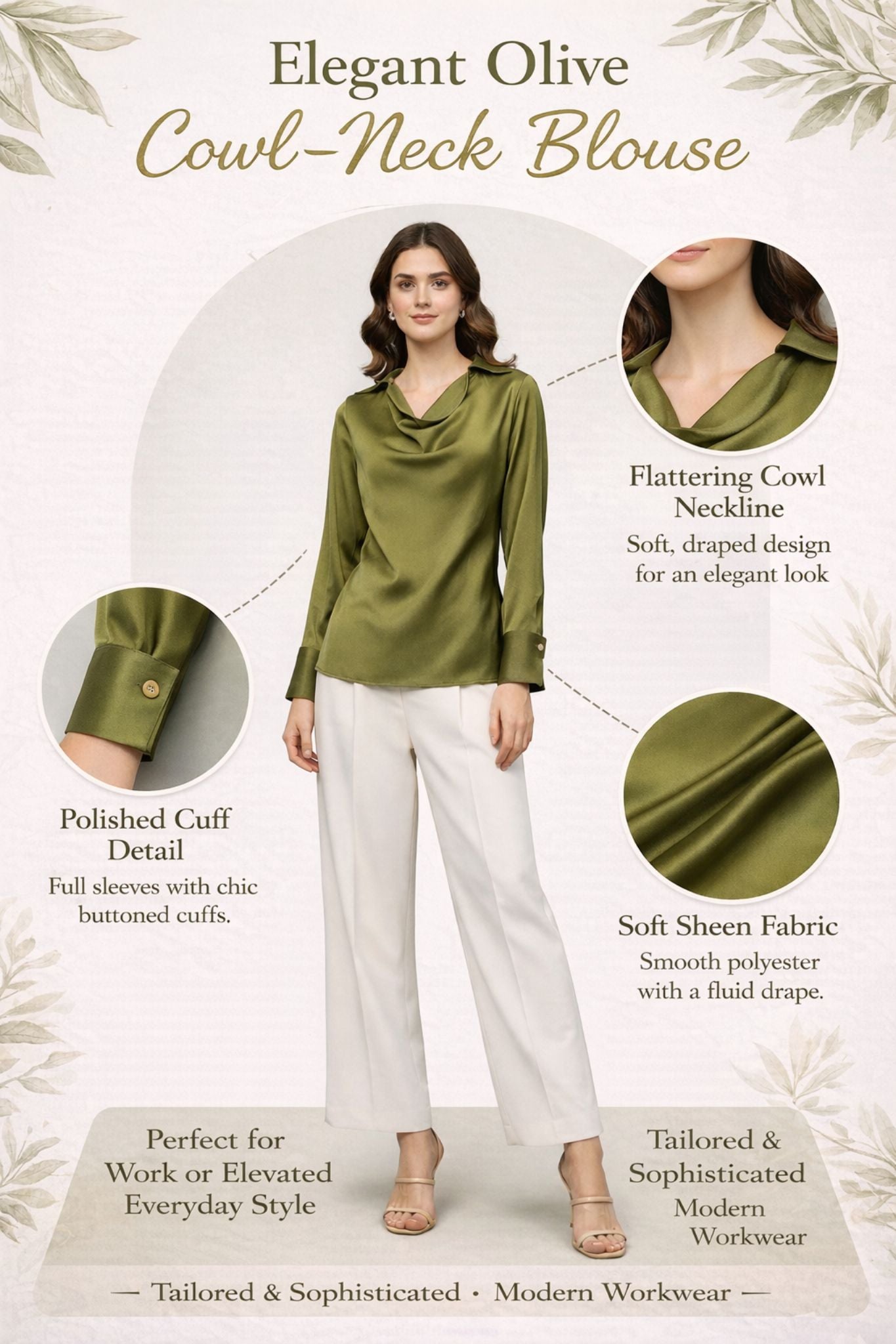 Soft Fall Cowl Top - Olive | Polyester