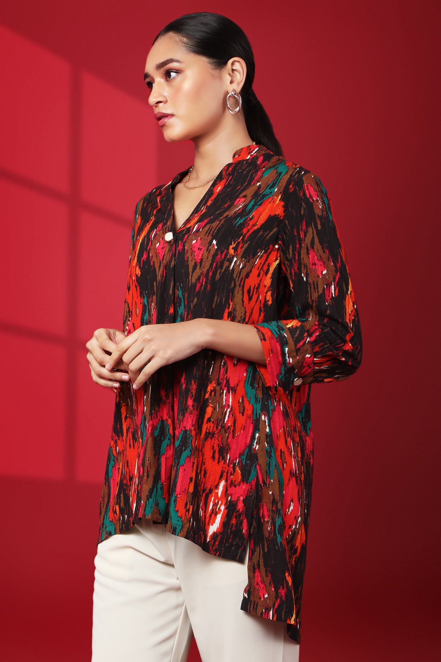Serena Printed V Neck Top