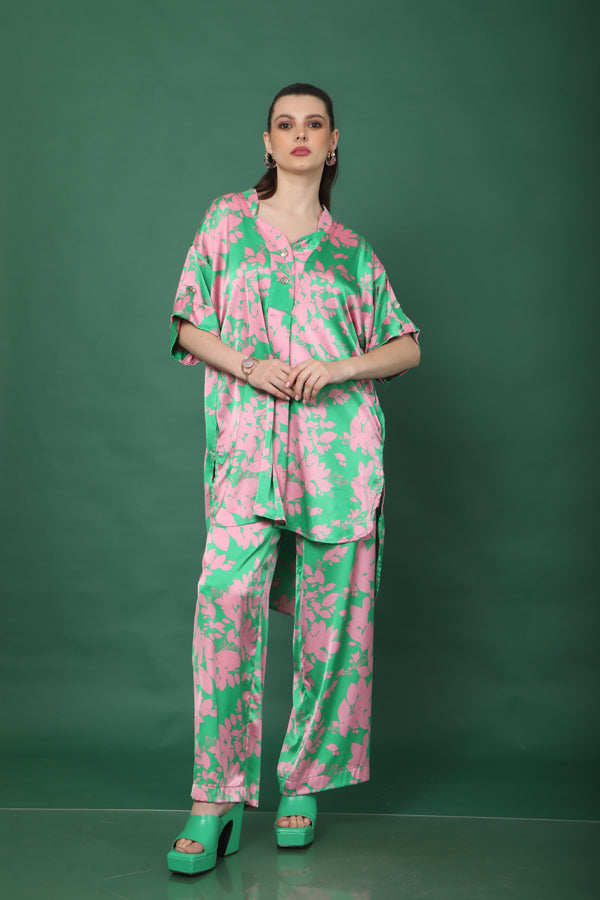 Green Floral Print Co-Ord Set