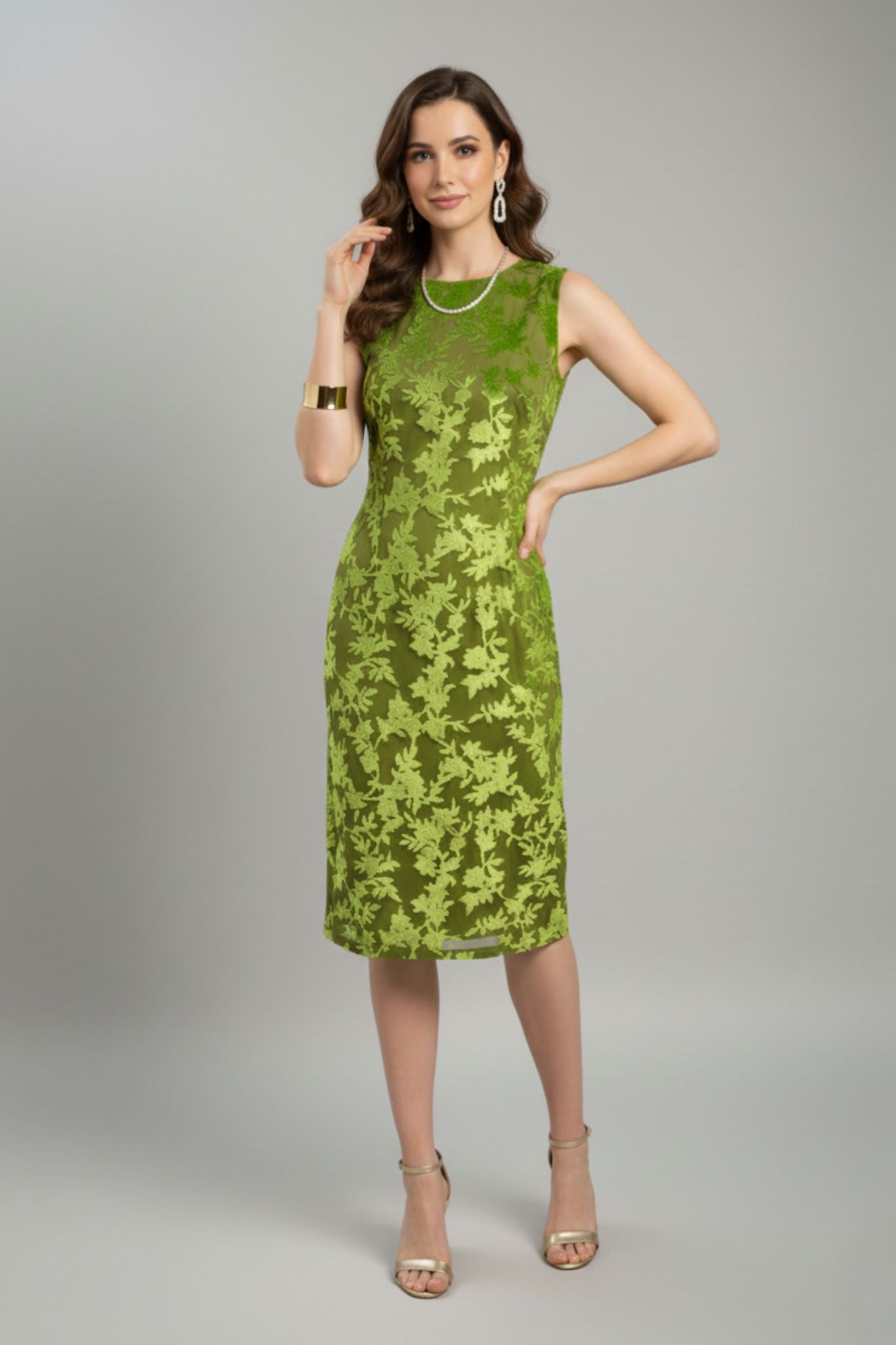 Greene Green Floral Midi Dress