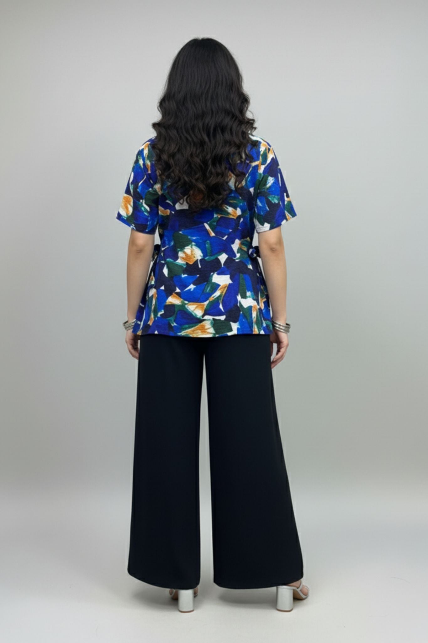 Blue Abstract Tie-Up Tunic