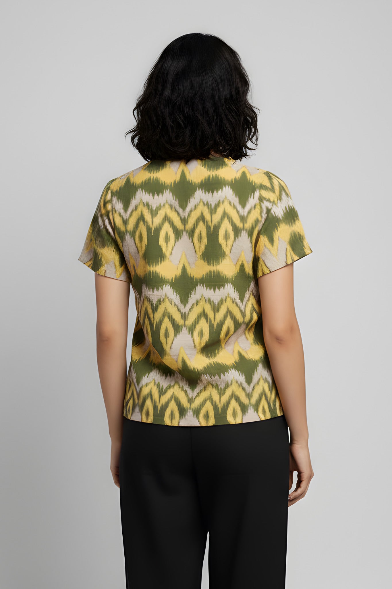 Green Ikat Tie-Up Top