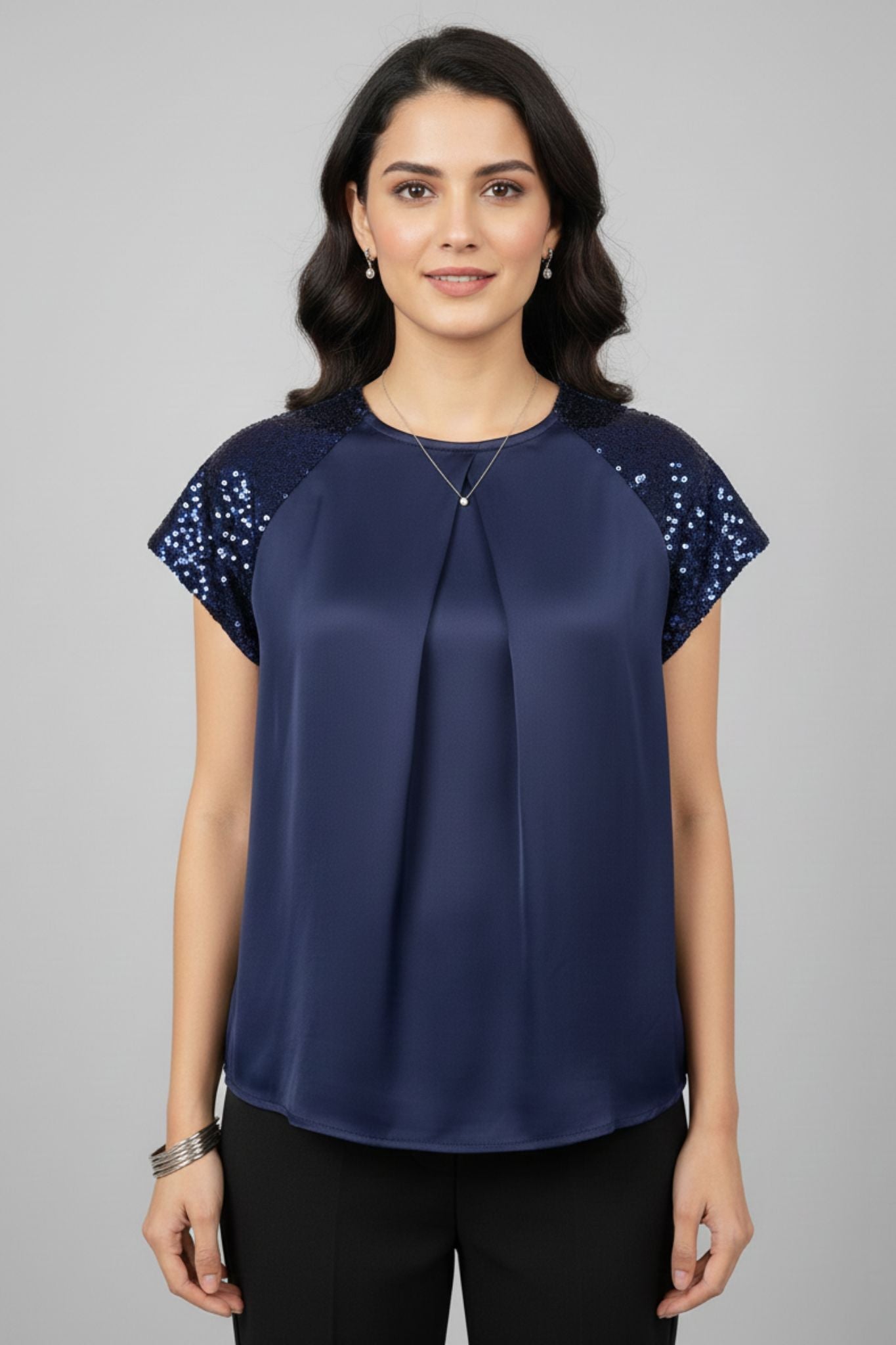 Blue Sequin Party Wear Top