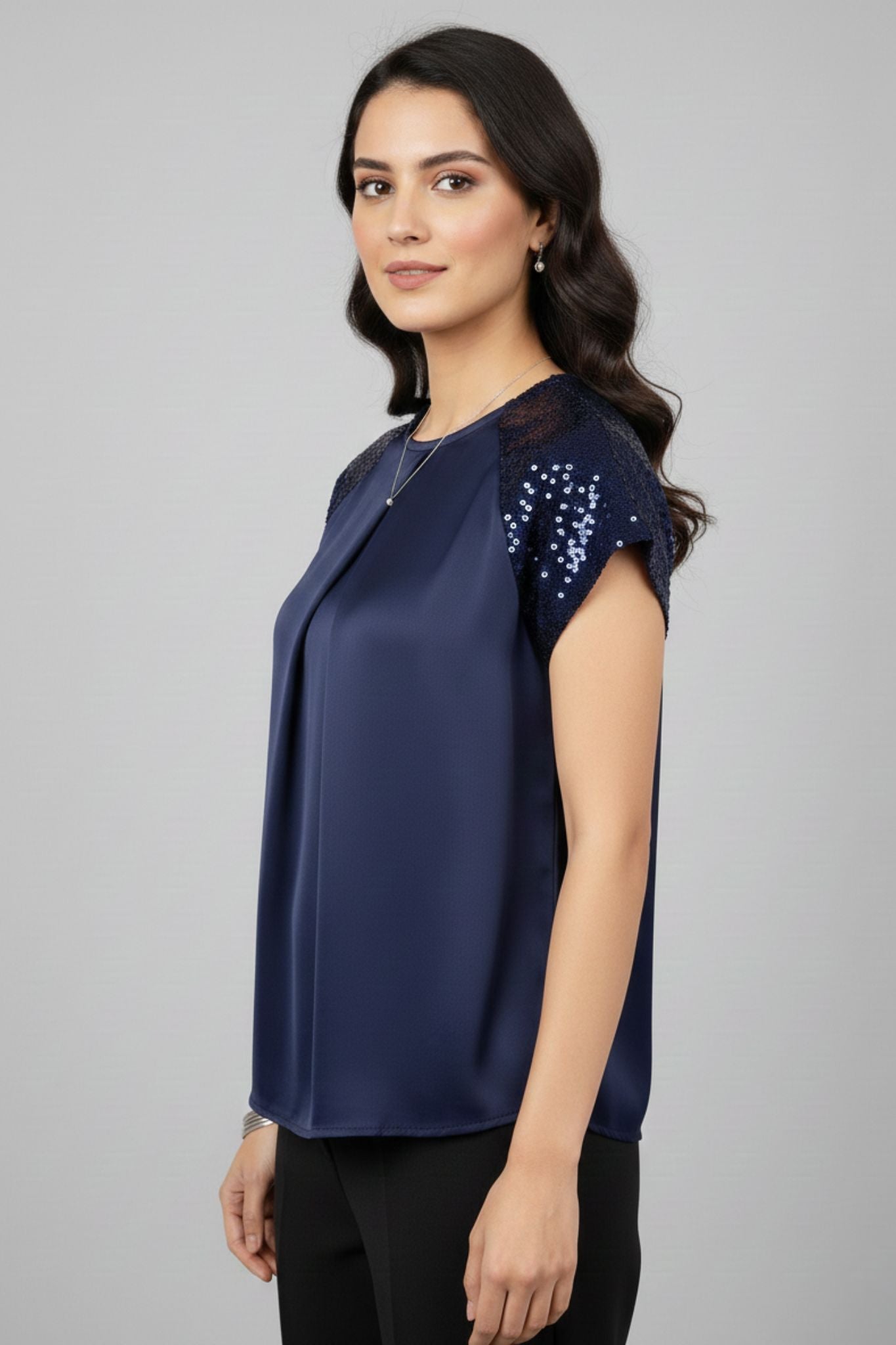 Blue Sequin Party Wear Top