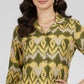 Green Ikat Print Shirt Top
