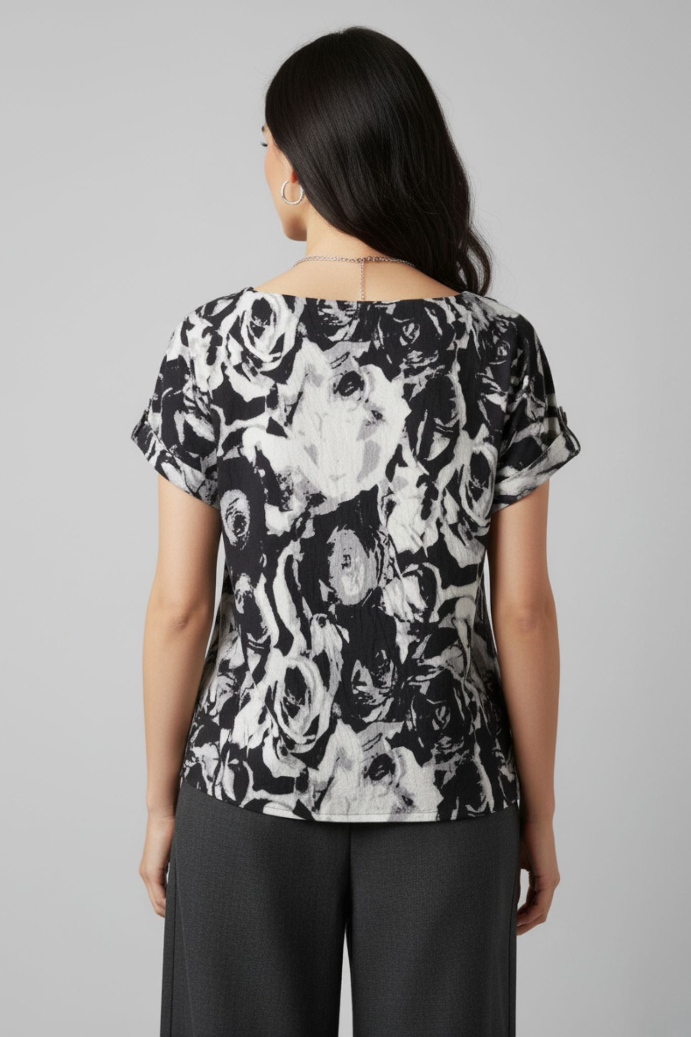 Inked Florals Cowl Top