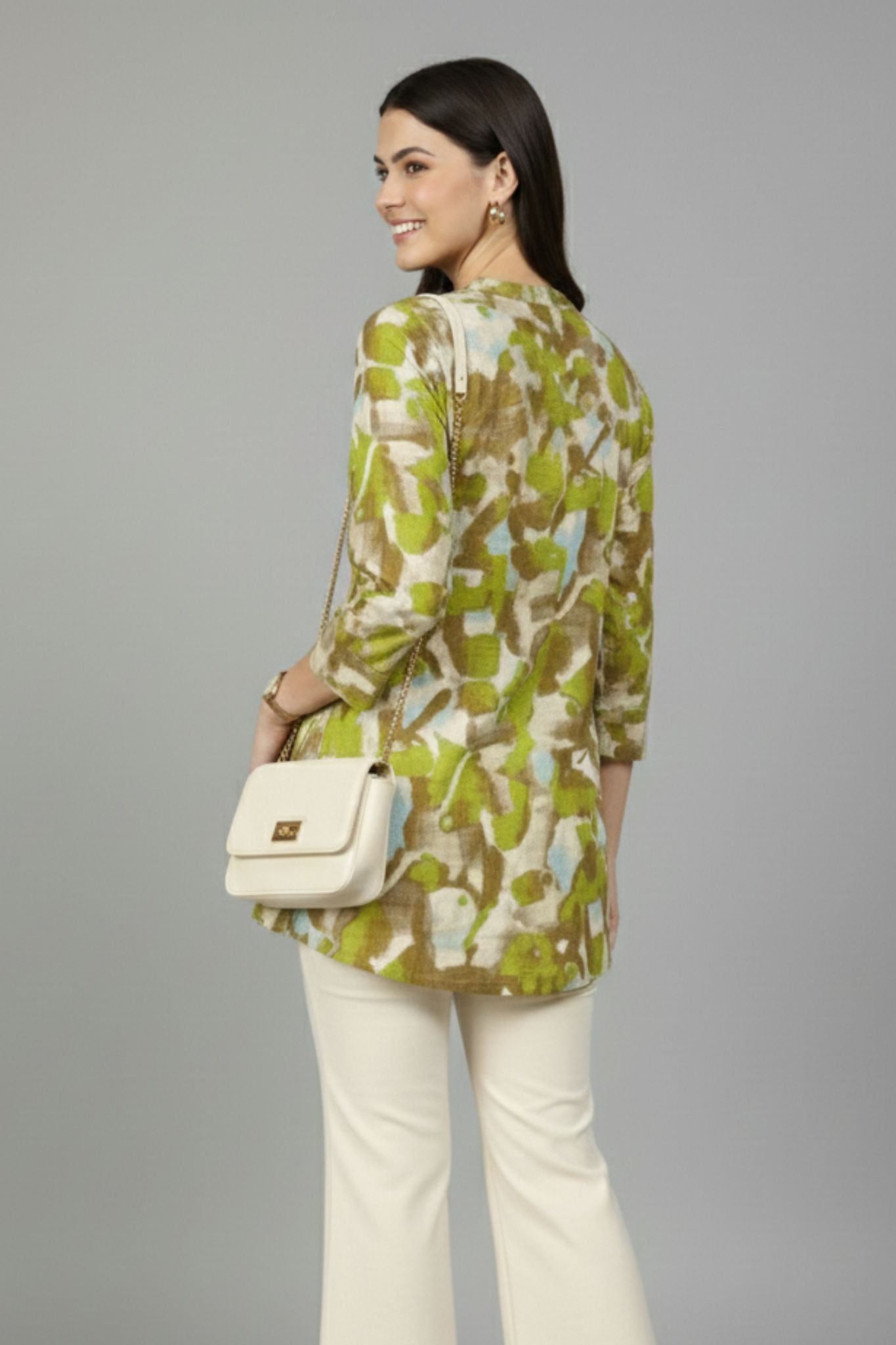 Green Brushstroke Print Tunic