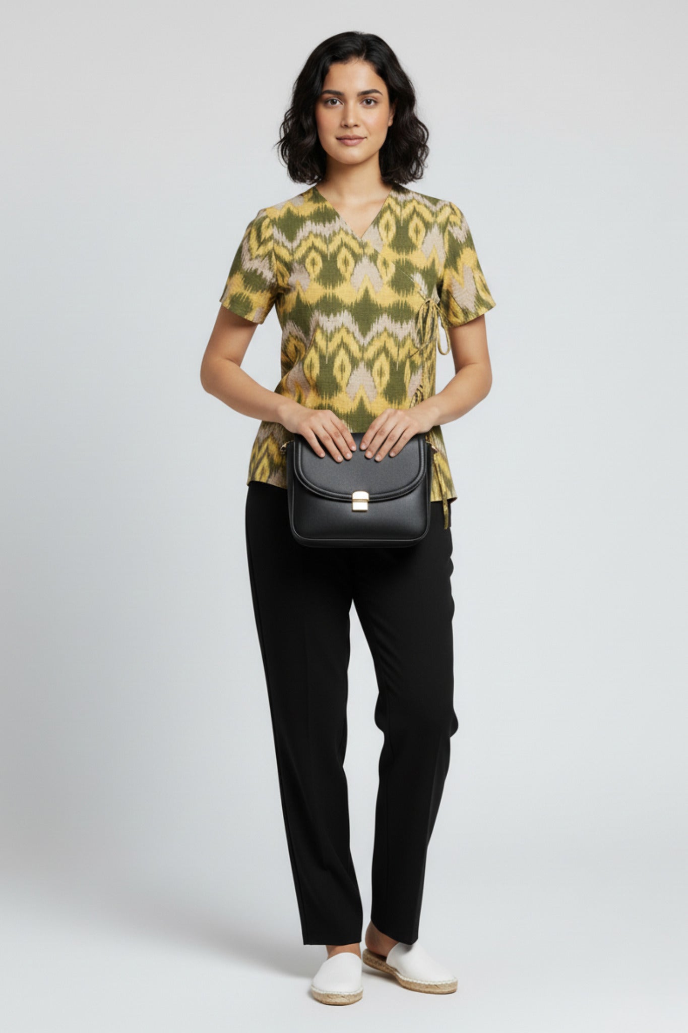 Green Ikat Tie-Up Top