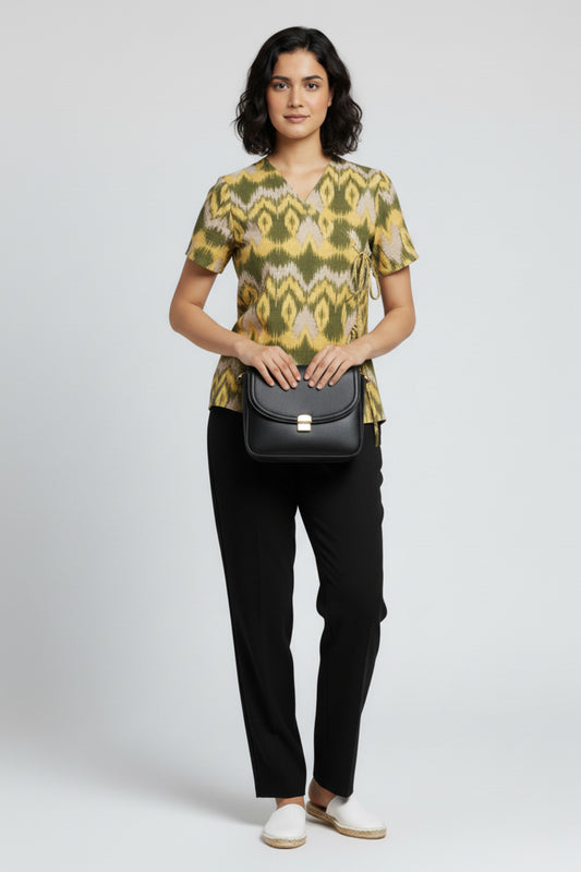 Green Ikat Tie-Up Top