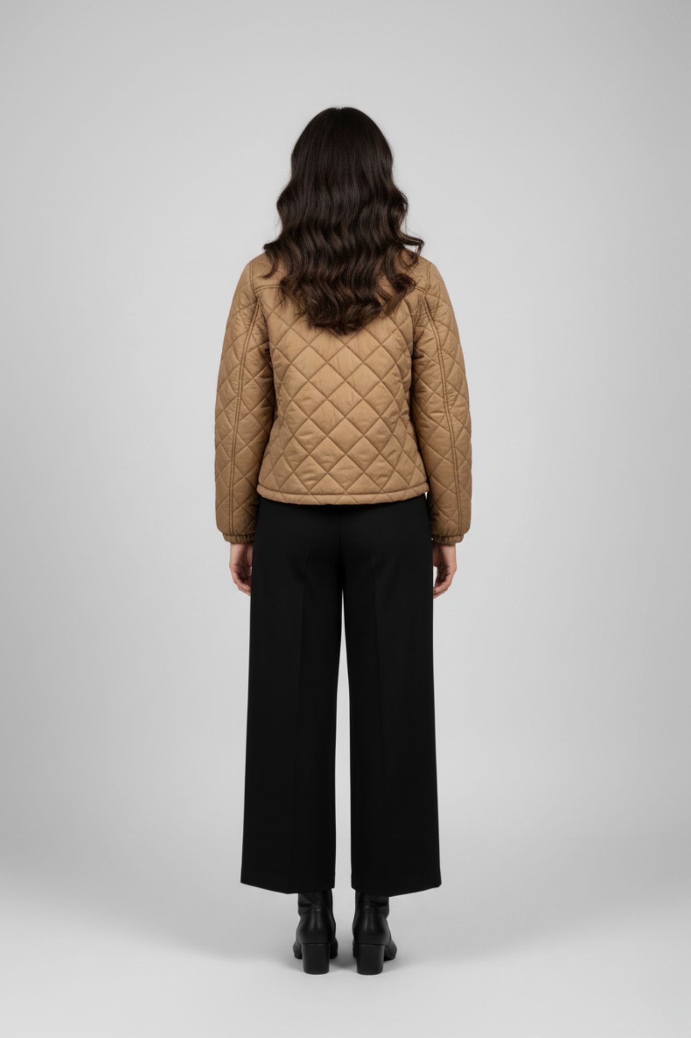 Cocoa Quilted High-Neck Short Jacket