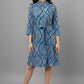 Blue Paisley Collared Midi Dress