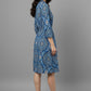 Blue Paisley Collared Midi Dress