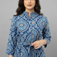 Blue Paisley Collared Midi Dress