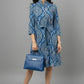 Blue Paisley Collared Midi Dress