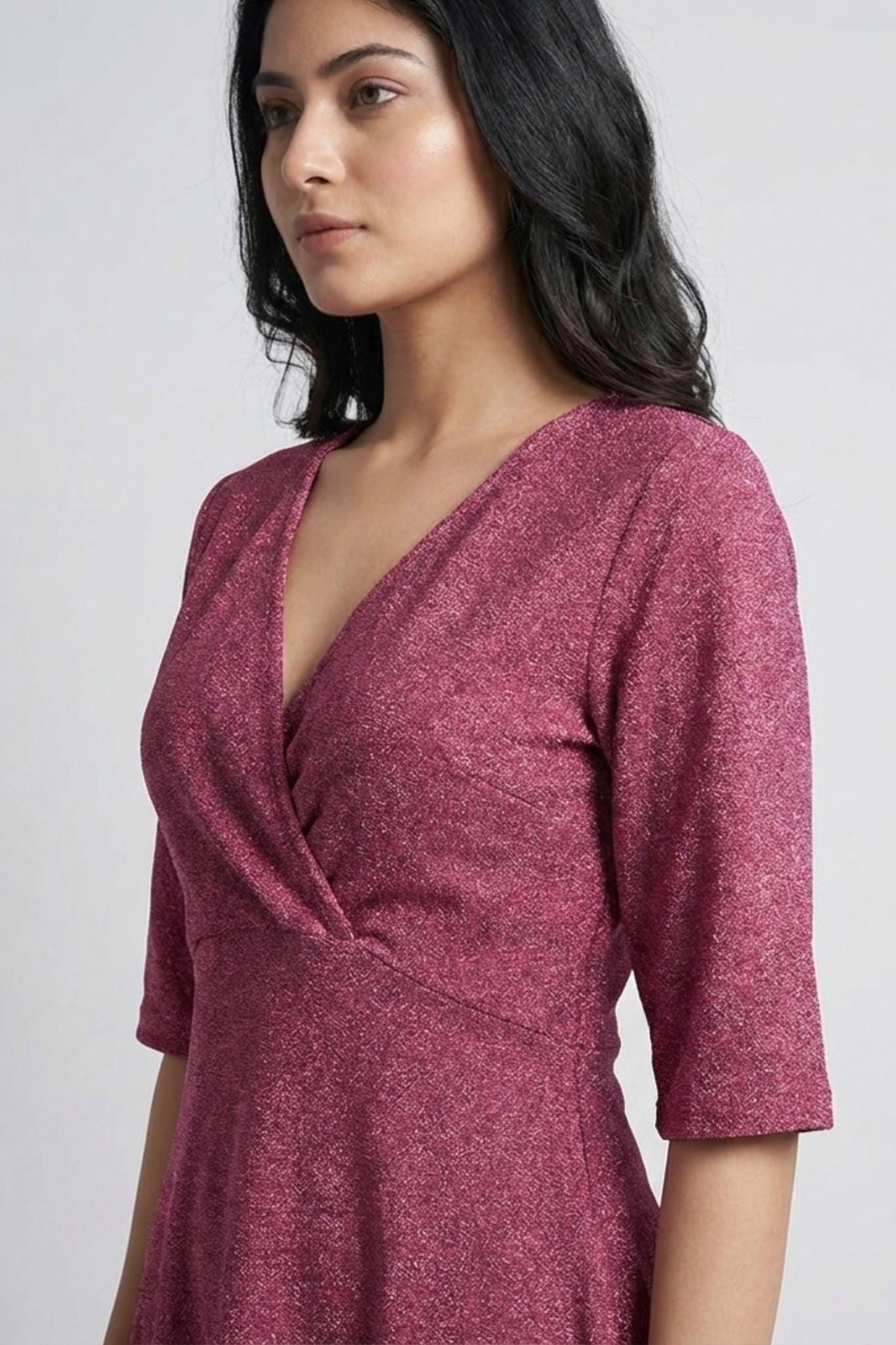 Pink Lurex Shimmer Mini Dress