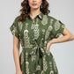 Shirt Collar Belted Dress - Green | Lyocell