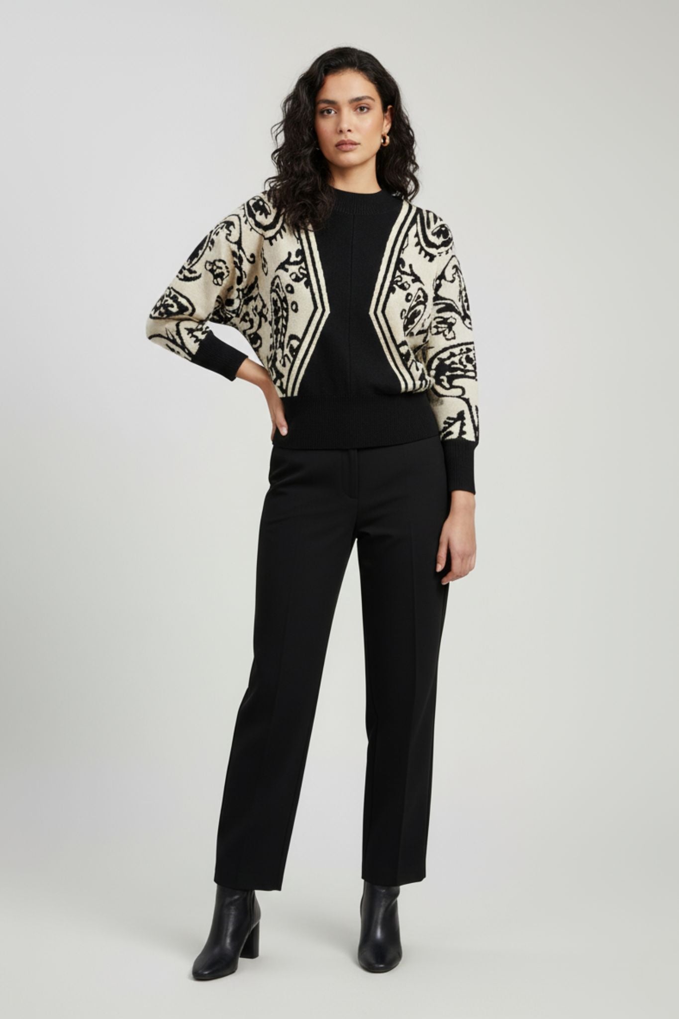Baroque Black Mock Neck Sweater