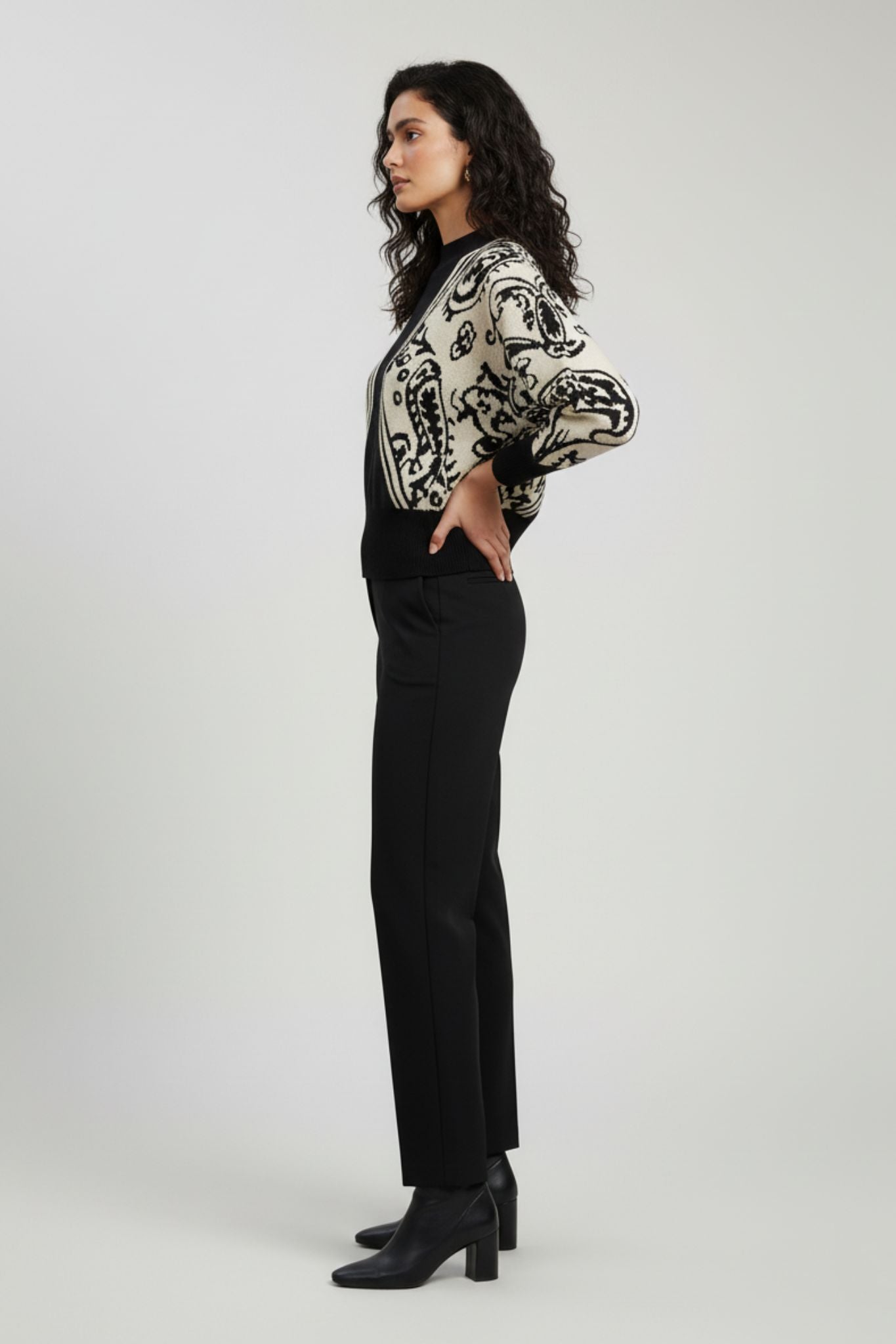 Baroque Black Mock Neck Sweater