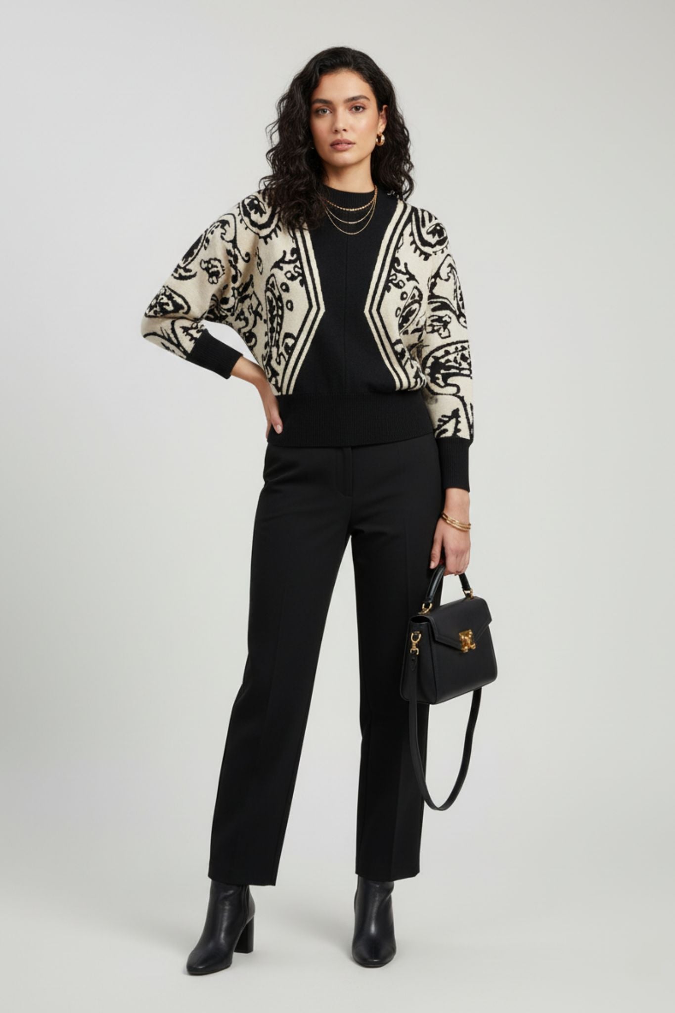 Baroque Black Mock Neck Sweater