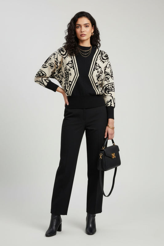 Baroque Black Mock Neck Sweater