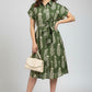Shirt Collar Belted Dress - Green | Lyocell