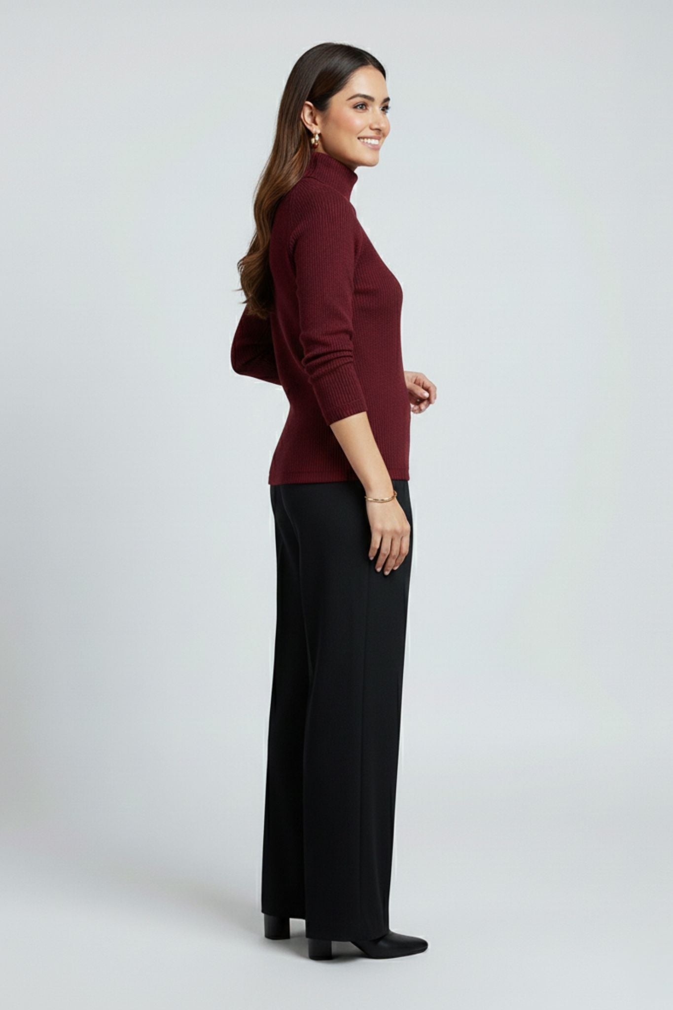 Meera Maroon Turtleneck Top