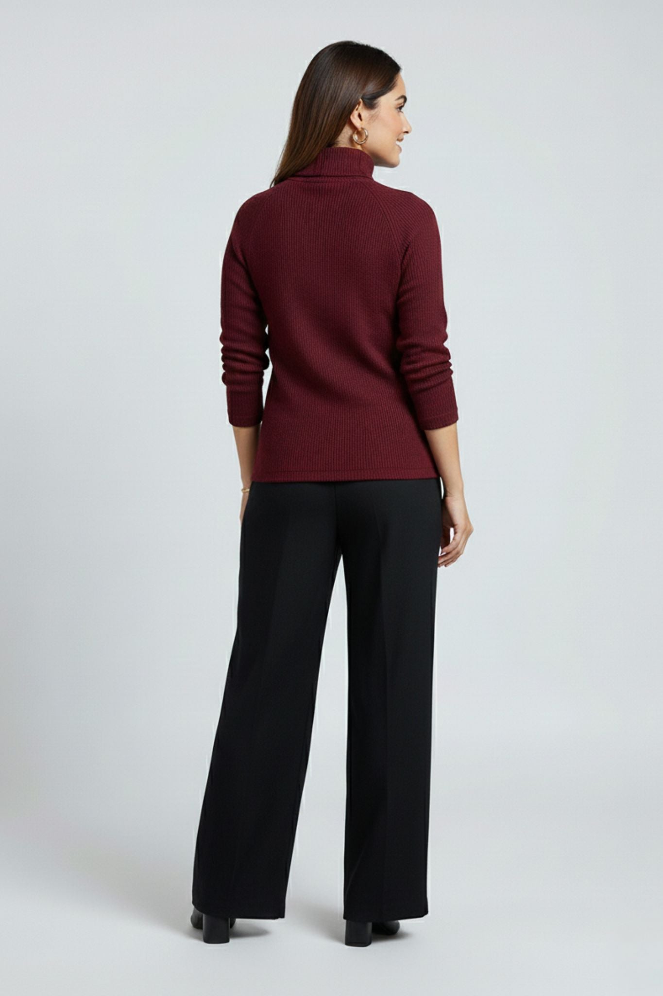 Meera Maroon Turtleneck Top