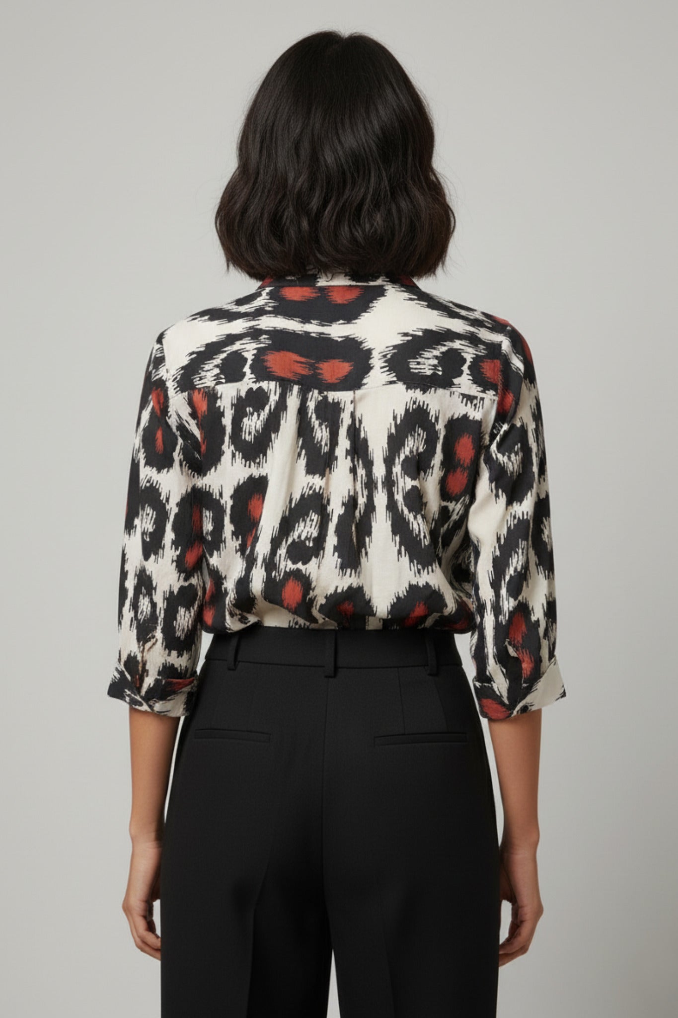 Printed Shirt Collar Top