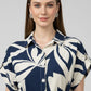 Abstract Floral Shirt Dress - Navy | Viscose Blend