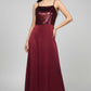 Bodice Satin Maxi Dress - Maroon | Satin