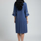 Mandarin Collar Embroidered Sleeve Dress – Blue | Viscose