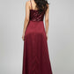Bodice Satin Maxi Dress - Maroon | Satin