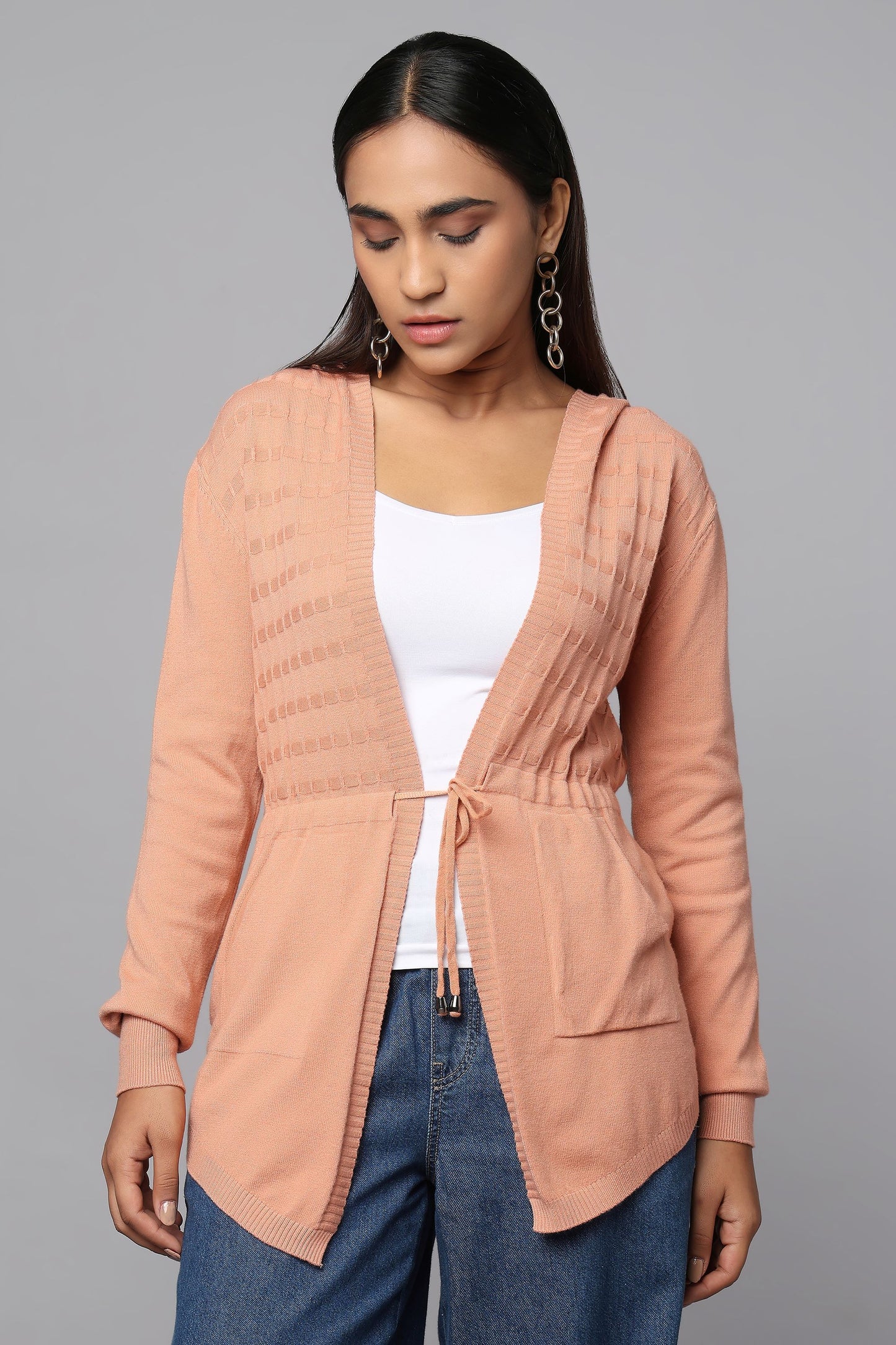 Everyday Knit Hoodie with Pockets - Pink