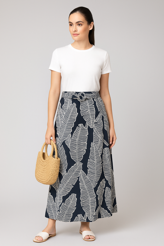 Tropical Leaf Maxi Skirt