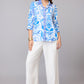 Blue Tile Print Shirt Top