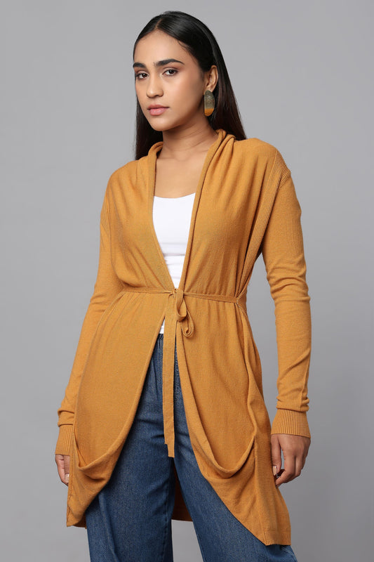 Versatile Belted Knitwear - Ocher
