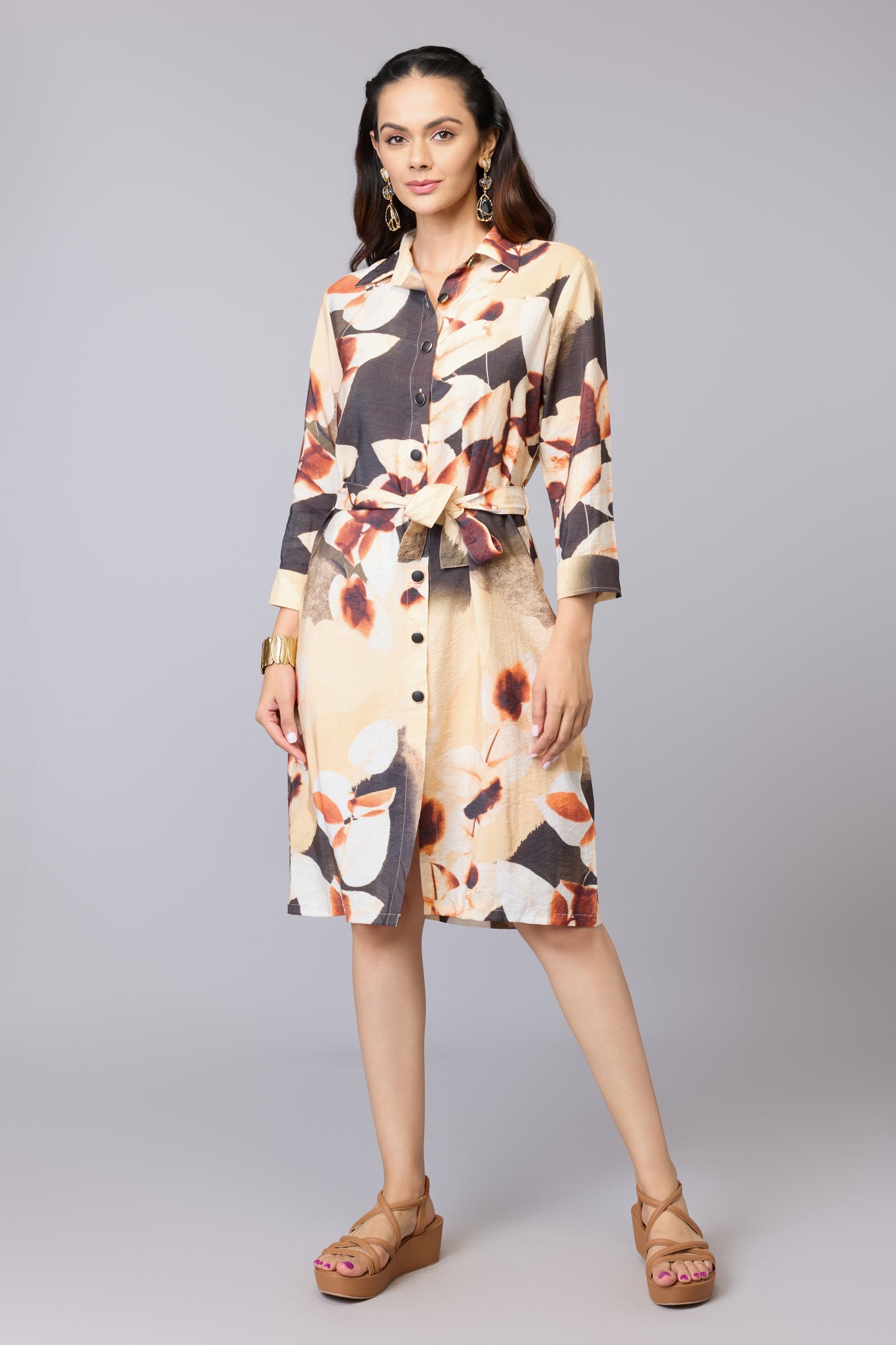 Multi Bloom Shirt Dress