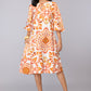 Orange Medallion Midi Dress