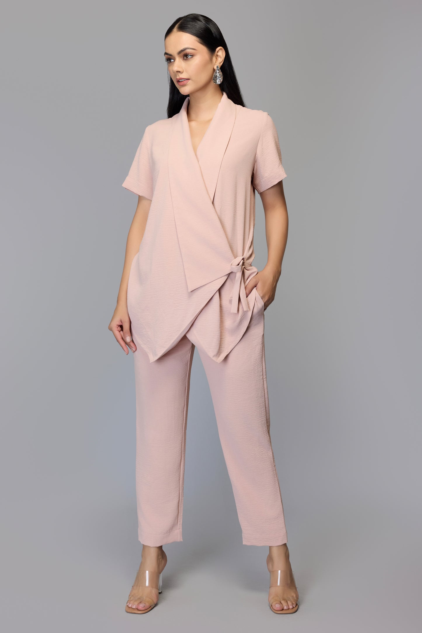 Dusky Pink Wrap-Style Co-ord Set