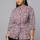 Floral Waist-Tie Shirt Top
