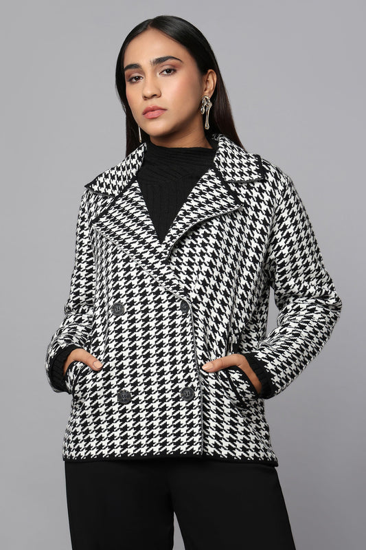 Houndstooth Heritage Black & White Knit Jacket
