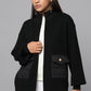 Zip-Up Black Sweater with Quilted Pockets